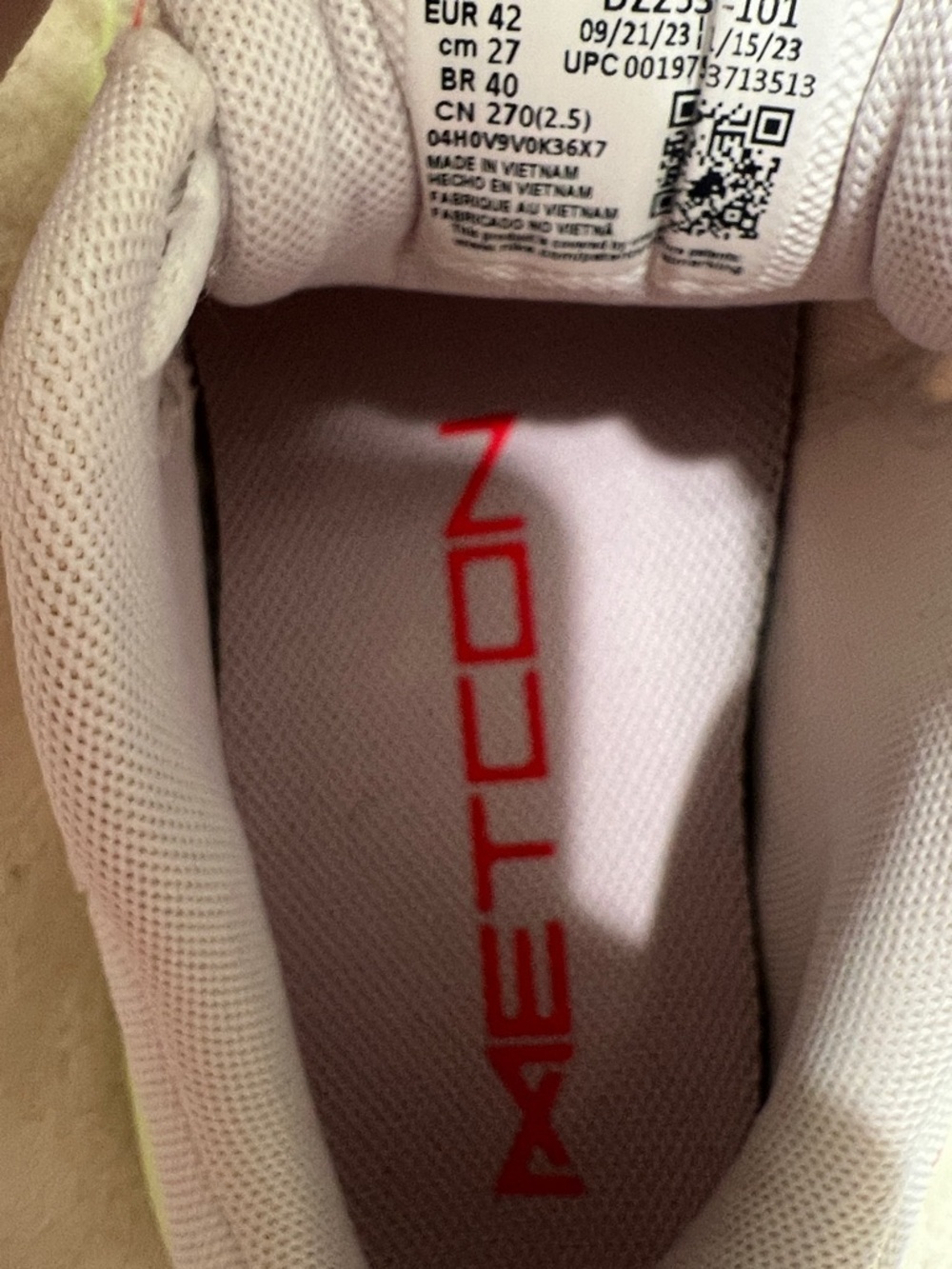 Nike Metcon 9 Training Shoes White Volt HyperLift Men’s 10 Women’s 11.5 EUC - Picture 14 of 14